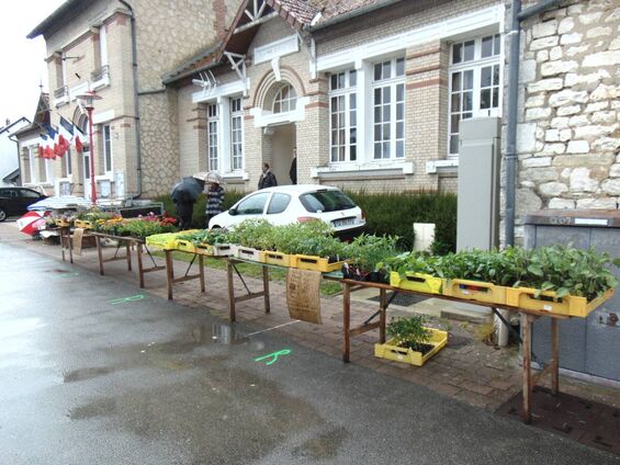 Etal de fleurs et légumes